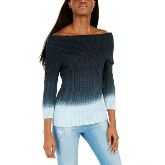 TOMMY HILFIGER Dip Dye Cableknit Sweater NEW Size XS - Picture 1 of 8